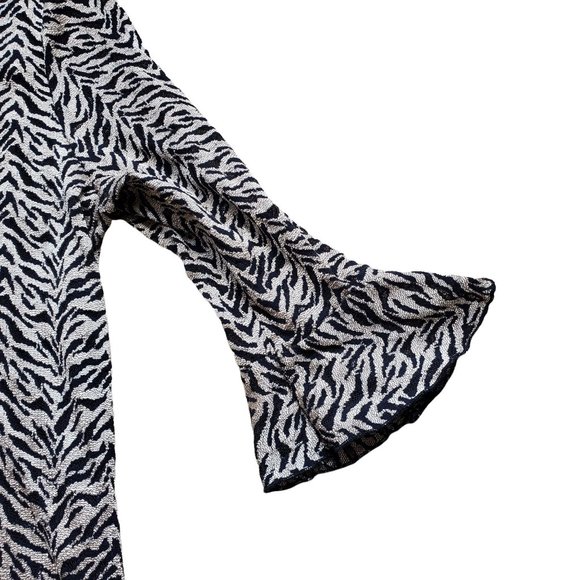 Brittany Black Top Animal Print, 3/4 Sleeve Black & Cream Size 1X - Picture 3 of 7